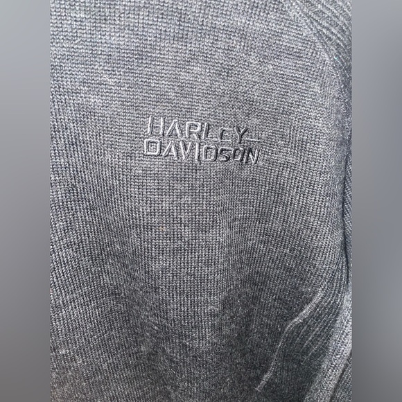 Men's Wool + Acrylic Blend Harley Davidson Embroidered Sweater Dark Gray Medium - Picture 2 of 6